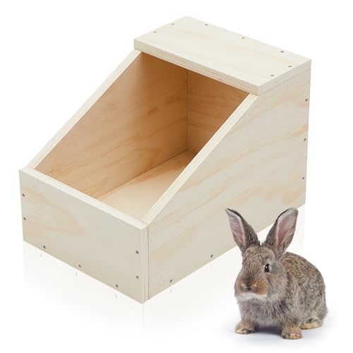 Maxcheck 1 Pack Wood Rabbit Nesting Box, 18x12x12 Inch Wooden Hutch Hideout for Breeding, Natural Burrow Den Alternative for Rabbits & Small Animals - size: 18x12x12 Inch
