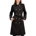 LONDON FOG womens Double-Breasted Long Trench Coat with Belt - color: Black, size: Medium