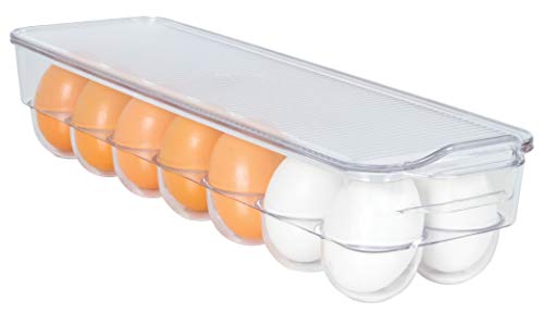 Kitchen Spaces KSEG12-AMZ Egg Tray 14pc Stackable Food Storage Organizer for Refrigerator, 14.5" x 3" x 4.5", Clear - style: Stackable Egg Tray