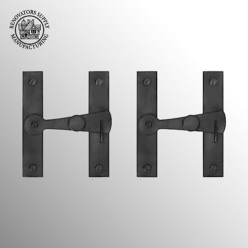 Renovators Supply Manufacturing Black Wrought Iron H-Flush Flip Cabinet Latch 2.5 in Cupboard Door Catch Set of 4 - color: Wrought Iron H-Flush, size: Pack of 2