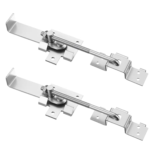 2 Pcs Barn Door Jamb Latch with Hook 7" Sliding Door Latch for Barn and Bi-Parting Doors (Silver)