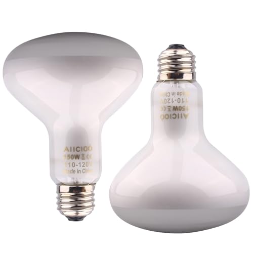 Aiicioo Reptile Basking Light Bulb - 150W Reptile Heat Lamp 2 Pack UVA Daylight Amphibians Basking Bulb for Bearded Dragon Turtle Hermit Crab Gecko Lizard Chicken - color: ['White'], size: ['150W']
