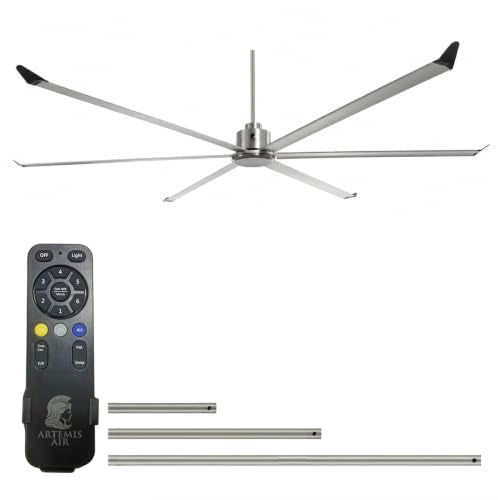 120-Inch HVLS Industrial Ceiling Fan +28,000 CFM Large Commercial Ceiling Fan with Remote, PMSM Motor, 6 Speeds, Reversible, for Warehouse, Gym, Barn, Shop, Garage | AA-Orion 120" (Silver) - color: Orion 120" Silver
