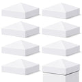 VIVIDA 4" x 4" White Vinyl Post Caps 8 Pack, PVC Fence Post Caps | Actual 4" x 4", Pyramid PVC Post Caps, Waterproof Fence Post Topper, For Vinyl Fence, Lamp, Deck, Mailbox - size: 4" x 4" (8 PCS)