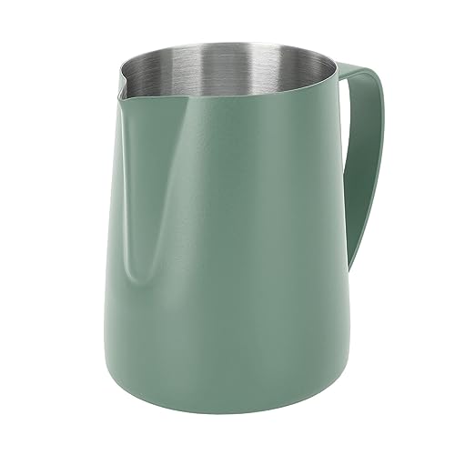 480ML Milk Frothing Pitcher,Steaming Pitcher,Milk Frother Cup,Coffee Frothing Cup 304 Stainless Steel Milk Frother Jug Point Mouth Latte Art Pitcher with Inner Scale(#1) - color: #1