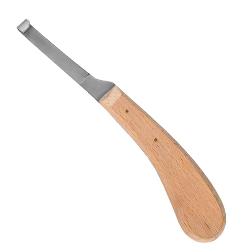 Hoof Knife Single Sided Edge Narrow Blade – Stainless Steel Curved Blade Farrier Tool with Fine Wooden Grip, Multipurpose Hoof Trimming Knife for Livestock, 3-Inch Blade, 8.5-Inch Overall - style: Wide-Blade - RH