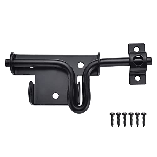 JIAHOO Slide Bolt Gate Latch, Heavy Duty Door Lock with Padlock Hole, Sliding Bolt Latch Hardware for Wooden Fence, Shed Door, PVC Fence, Barn Door, Thickened Steel, Black Finish | Sliding Bolt Latch Hardware, For Wooden Fence, Shed Door, PVC Fence, Barn