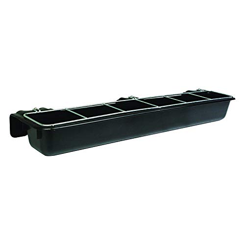 Little Giant HF9BLACK Hook Over Goat Trough Heavy Duty Galvanized Steel Body 9 Quart Feeder with Universal Mounting, Black (4 Pack)