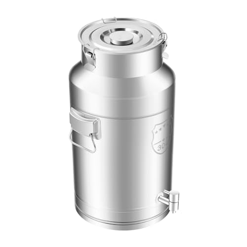 35L/9.24Gallon Stainless Steel Milk Can 304 Stainless Steel Milk Jug Sealed Bucket Wine Pail Bucket Milk Can Liquid Storage Container w/Faucet & Sealed Lid for Milk Wine Water Liquid - size: 34L|w/Faucet|304|Thickened version