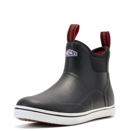 SUREWAY Men's Deck Boots Non-Slip Fishing & Ankle Boating Boot | Waterproof Rain Boots, Lightweight Neoprene Rubber Deck Boots - color: All Black, size: 10