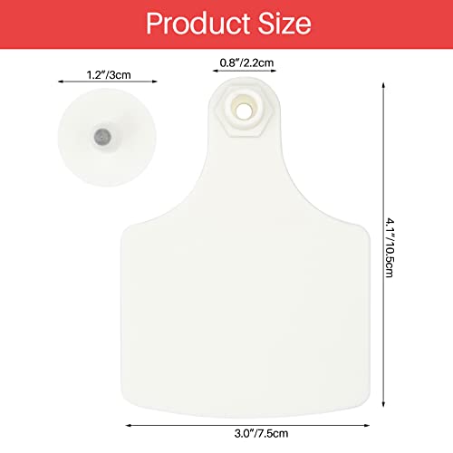 4.1" L×3.5" W Cattle Ear Tags Big Blank 100PCS Livestock Identification TPU | Cow Ear Tags for Cattle Laser Tags for Cows Pigs Hog Goats Sheep Calf Animal Goat Sheep Earring Tags Non-fading (White) - color: 2-white