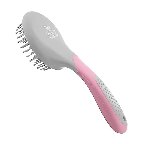 Harrison Howard Horse Mane and Tail Brush - Professional Equestrian Detangler Non-Slip Brush - Pink - color: Pink