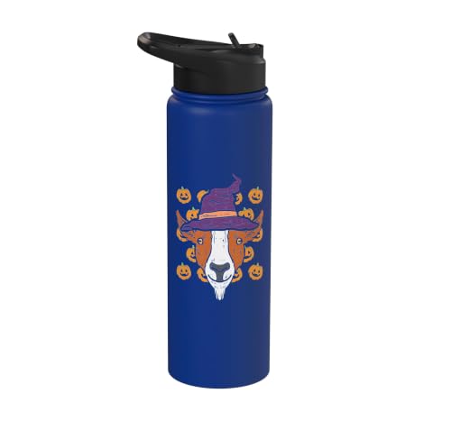 Halloween Goat Pumpkin Farm Animal Costume Men Women Kids Stainless Steel Insulated Water Bottle - color: Royal Blue
