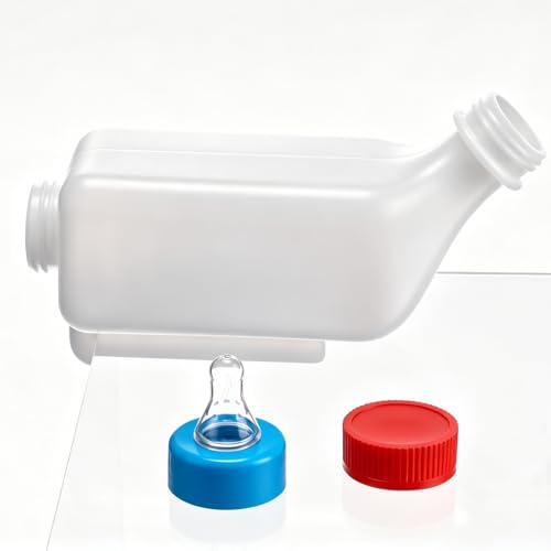 4 Sets Lamb Goat Feeding Bottles with Silicone Nipples, Thickened Heavy Duty Upside Down Hanging with Measurement Marks, Livestock Nursing Bottle for Lamb Goat Fawn Puppies Farm Use (500ml) - size: 500ml