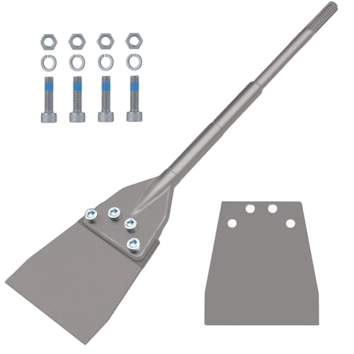 TOOVEM 6 Inch SDS Max Floor Scraper, SDS Max Chisel for Rotary Hammer Drill | TOOVEM SDS Chisel Bits with Replacement Balde, SDS Max Chisel Long Handle Heavy Duty Thinset Removal Tile Adhesive Removal - color: Gray