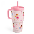 SANDJEST Ballet Stainless Steel Tumbler 20oz with Handle and Silicone Straw Locking Lid for Kids Girls, Birthday Christmas Back to School - color: Ballerina