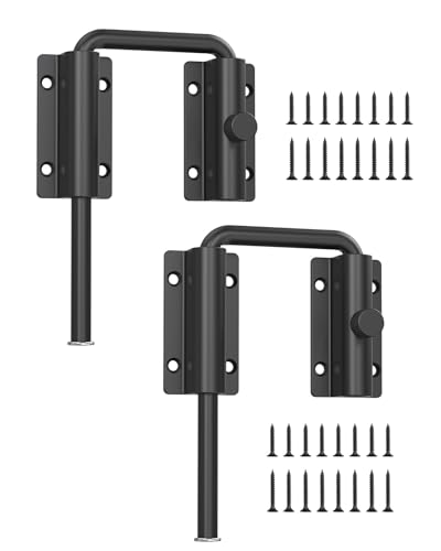 Sliding Door Loop Lock, Multi-Angle Barn Door Lock, Black-2 PCS | Aluminum Alloy, U-Shaped Loop Latch for French/Fences/Windows/Screen/Patio Sliding Doors - color: Black-2 PCS