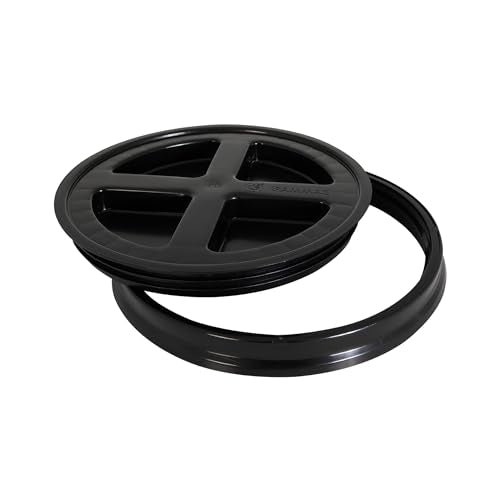 GAMMA2 Gamma Seal Lid - Pet Food Storage Container Lids - Fits 3.5, 5, 6, & 7 Gallon Buckets, Black, Made in USA - color: Black, size: Fits 3.5, 5, 6, & 7 Gallon Buckets