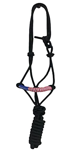 Majestic Ally Poly Braided Patriotic Nose Poly Rope Halter and 10' Matching Lead - color: Black