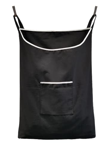 Laundry Hamper with Front Pocket,Door Hanging Laundry Bag, Black, 65 Liters | Clothes Hanging collector, with steel hooks,Clothes Laundry Storage Bag,Space-Saving - color: Black, size: 65 Liters