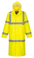 Portwest UH445 Men's Classic Raincoat Waterproof Hi Vis Reflective Long Rain Jacket ANSI Class 3 Yellow | Yellow, X Large, ANSI/ISEA 107 Class 3, Regular Fit, 100% Polyester, Inner Elasticated Cuff, 2 Side Zipper Pockets, Zip Front - color: Yellow, size: