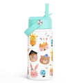 SANDJEST Animal Kids Water Bottle with Straw Lid 12oz Insulated Stainless Steel, Travel Tumbler, Gifts for Girls, Birthday, Christmas, Back to School - color: Animal 2