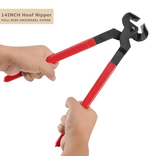 7 PCS Farrier Tool Kits Professional Hoof Trimming Farrier Tools for Horses Cattle Goat Donkey Pig,Includes 14 Inch Hoof Nipper,Hoof Rasp,Hoof Trimmers,Hoof Knife and Brush,Mini Hoof Rasp,Carry Bag