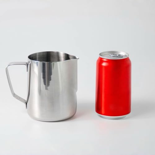 18/8 Stainless Steel Measuring Cup 20oz/600ml, Milk Frothing Pitcher with Measurement Scale for Coffee Barista, Metal Measuring Cup with Handle, Silver
