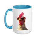 Chicken Hen Female Chick Farm Cluck Farmer Cute Chickens Ceramic Mug, Blue/White, 15oz - color: Blue/White, size: 15 Ounces