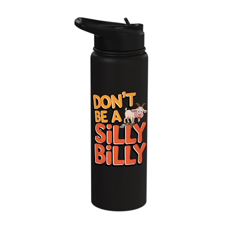 Funny Goat Kid Sheep Lamb Animal Joke Stainless Steel Insulated Water Bottle - color: Black