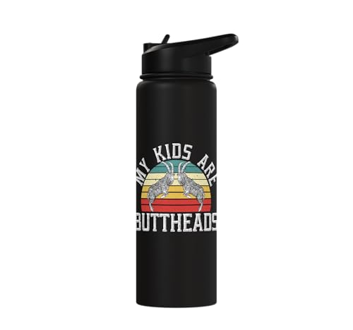 My Kids Are Buttheads Goat Whisperer Farm Animal Stainless Steel Insulated Water Bottle - color: Black