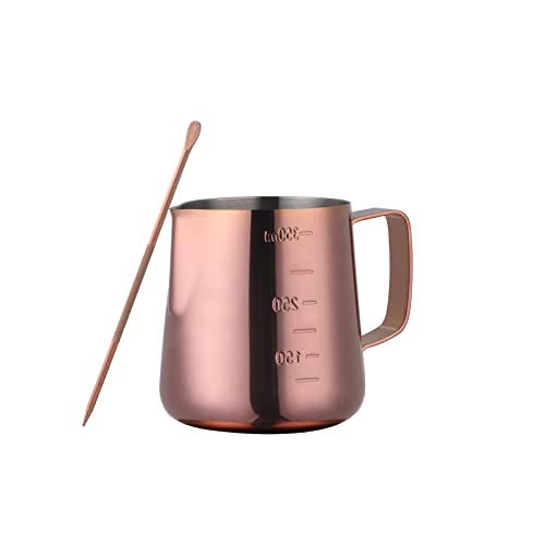 Buyer Star Milk Frother Cup Coffee Frothing Picher Barista Tools Stainless Steel Mental Cup Espresso Accessories Latte Art Steaming Kit (350ml /12oz,Rose Gold) - color: Rose Gold