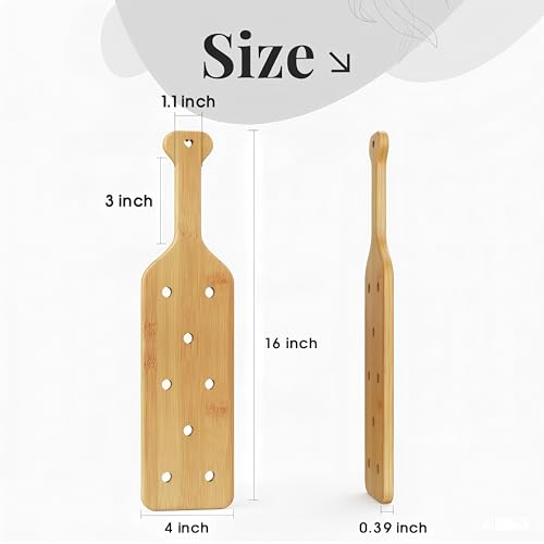 16inch Bamboo Paddle with Holes,Unfinished Wooden Paddle,1 Pack | Size : 16 x 4 x 0.6 Inches, Thickened Bamboo With Airflow Holes, Smooth Surface for Crafts and Decorating - size: 16 inch