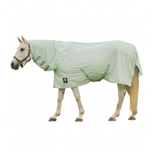 Equinavia Brisk Mesh Horse Fly Sheet with Neck Coverage, UV Protection | Cool Breathable Equine Fly Sheet for Horses, Horse Turnout Sheet Against Pests, Insects and Sun Exposure, Misty Jade - color: Misty Jade, size: 69 in