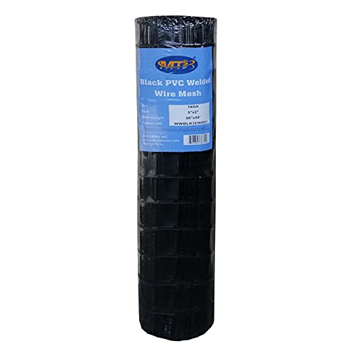 Black PVC Coated Welded Wire Mesh Garden Economy Fence 36 Inch x 50 Foot-3 Inch x 2 Inch 16GA - color: Black, size: 36"x50\'-3"x2" 16GA