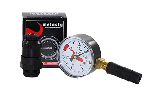 Melasty, Vacuum Regulator for Cow and Goat Milking Machines, Vacuum Gauge and Black Rubber Mounting Combo!