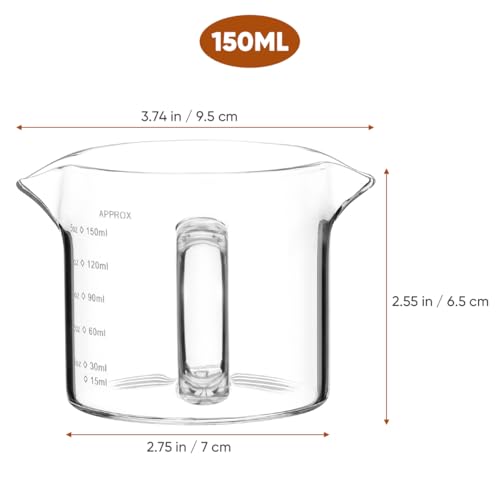 Yardwe Transparent Milk Pitcher 5 Oz Measuring Cup with Spout Household Creamer Pitcher for Coffee Milk Pudding and Ice 3.93 X 2.75 X 2.55 in