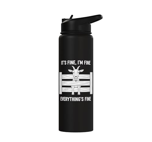 It's Fine I'm Fine Everything's Fine Goat Farm Mom Funny Kid Stainless Steel Insulated Water Bottle - color: Black