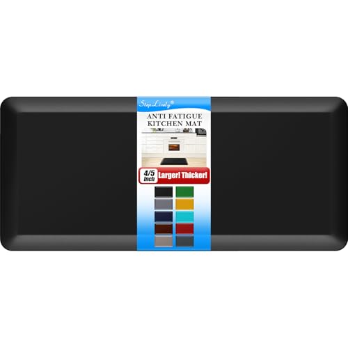 4/5 Inch Thick Kitchen Mat - Cushioned Anti Fatigue Mat for Kitchen Floor | Easy to Clean, Water Resistant, Non-Slip Thicker Rug, Standing Desk Mat for Sink, Office, Kitchen (17''x39'', Black) - color: Black, size: 39"L x 17"W x 0.8"Th