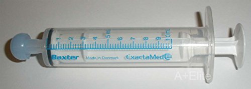 BAXA ExactaMed Oral Liquid Medication Syringe 10cc/10mL 10/PK Clear Medicine Dose Dispenser with Cap Exacta-Med Baxter Comar Latex Free