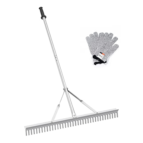Landscape Rake, 36" Head Aluminum Lake Weed Rake for Lawns Lake Garden Pond | Heavy Duty Rake with 67 Inch Handle, for Loosening Soil, Landscaping Lawn Care, and Beach Care