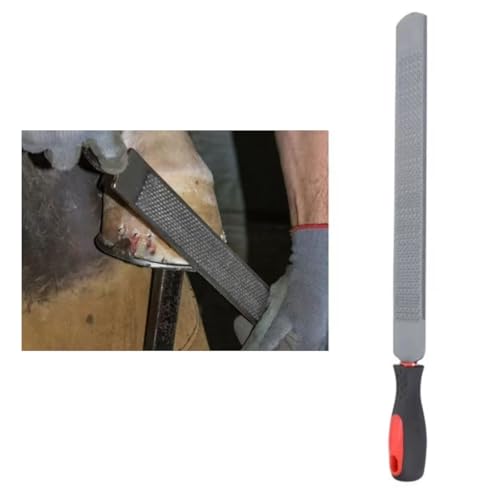 18 Inch Hoof Rasp & 14 Inch Farrier Rasp File with Rubber Handle, 2 Pack Rasp File, 18 and 14 Inch, Strong Carbon Steel Farrier File Tool, Suitable for Horse/Goat/Cow/Donkey/Animal Hooves