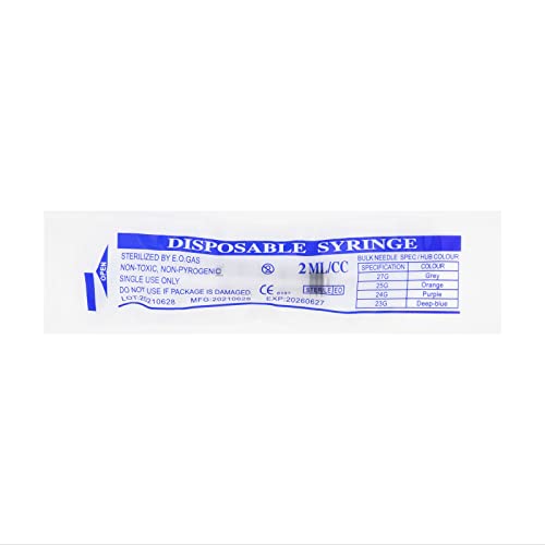 40 Pack 2ml Plastic Syringe Individually Sealed with Measurement for Feeding Pets, Watering, Scientific Labs, Medical Student, Measuring, Refilling, Oil or Glue Applicator, No Needle