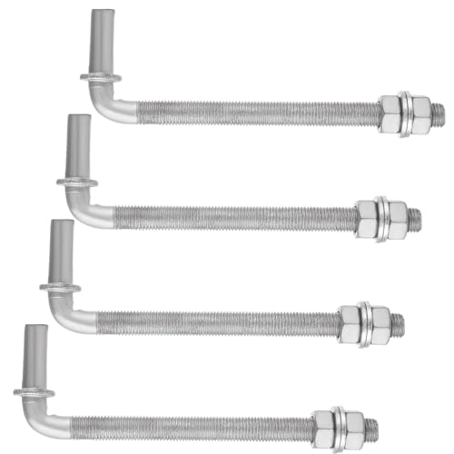 LANIAKEA 4PCS 8" J Bolt Gate Hinge J-Bolt Chain Link Fence Gate Hinge Heavy Duty Threaded Hinges for Cattle Corral Panels - size: 8in