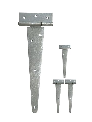 QCAA Extra Heavy Duty Tee Hinge, 12"x5"x3.0mm, Steel, Hot Galvanized, with Solid Brass Pin, 4 Pack - color: Hot Galvanized (12"x5"), size: 4 Pack