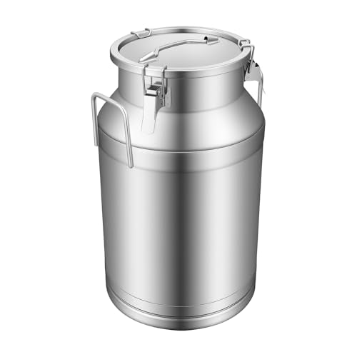 Stainless Steel Milk Can, 40 Liter Seamless Milk Jug Wine Pail Bucket 10.57 Gallon Anti-Leak Liquid Storage Container Milk Pail with Sealed Lid Heavy Duty for Milk and Wine (40L) - size: 40L