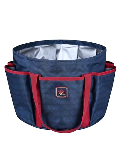 Horse Grooming Tote Bag, Waterproof Grooming Organizer with Multiple Pockets for Brushes & Tools, Stable & Show Use Navy - color: Navy
