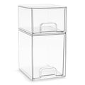 Sorbus Clear Stackable Storage Drawers (2 Pack, 7.6'' and 4.4'' Tall) | Acrylic containers with pull-out bins keep cosmetics, brushes and daily items sorted on bathroom counters or in cabinets. - size: 2 Pack, 7.6’’ and 4.4’’ Tall