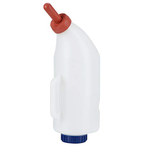 Calf Feeding Milk Bottle, 4L Plastic and Rubber Cattle Farm Bottle with Detachable Nipple, Handle for Easy Access