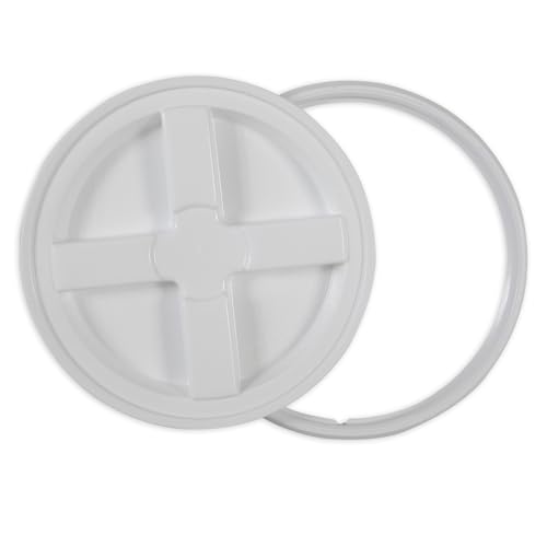 Gamma2 Seal Bucket Lid, Food Grade, 10 In Diameter, Twist Lock, White Color | Fits most 2 gallon buckets, airtight locking mechanism, USA made, keeps contents fresh and dry, simple to close each day - size: 10 In